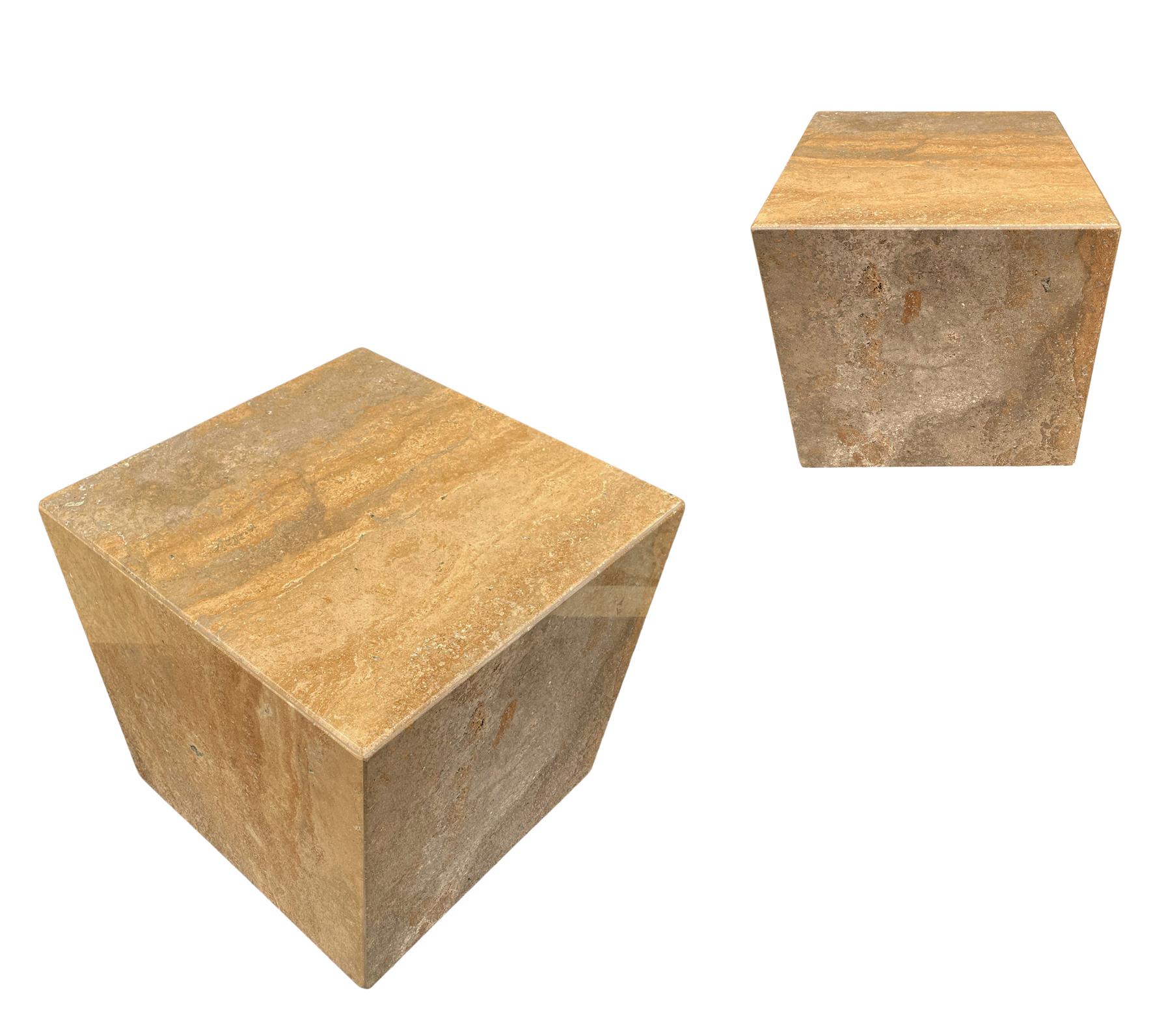 Mid Century Italian Post Modern Marble Side Tables or End Tables on Casters For Sale 1