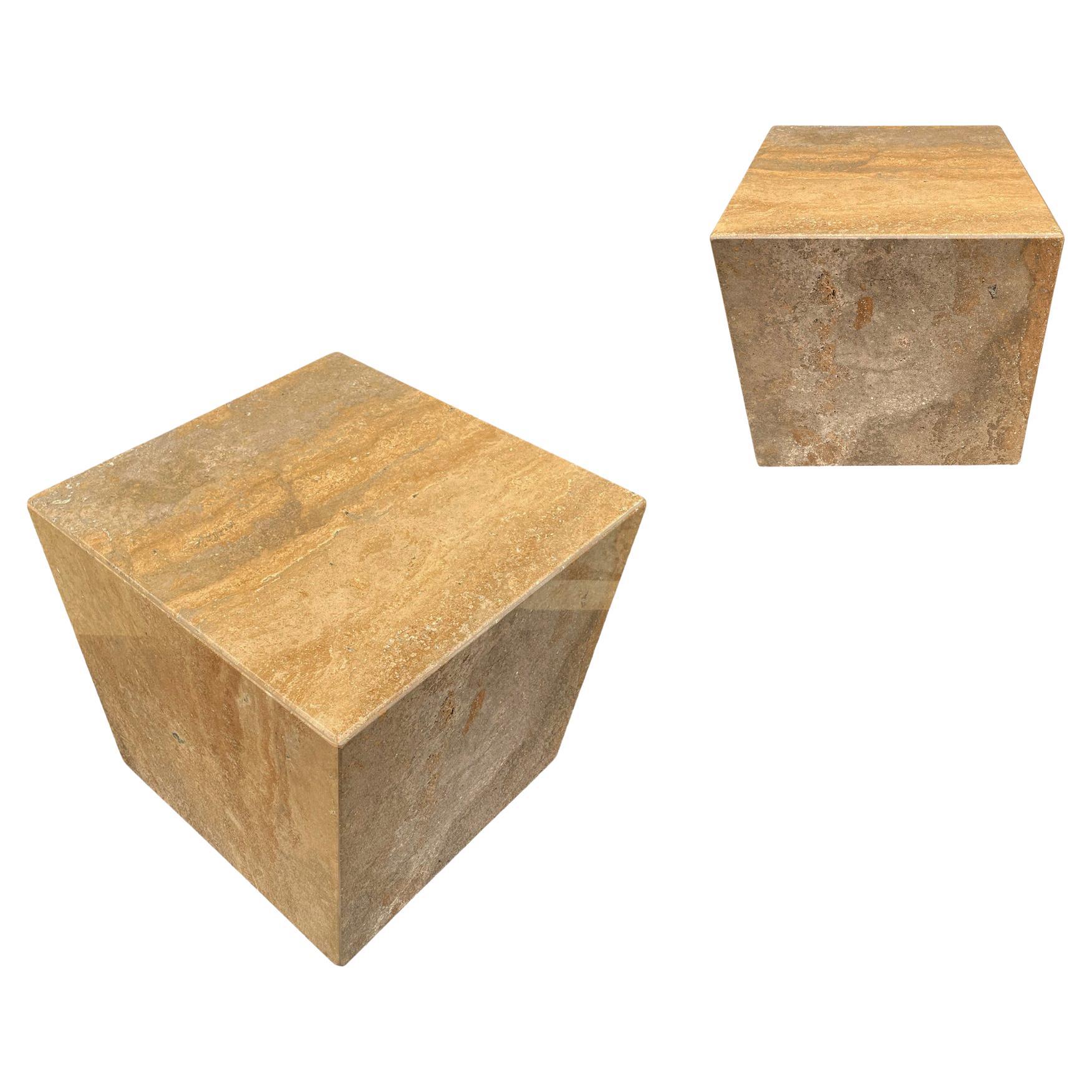 Mid Century Italian Post Modern Marble Side Tables or End Tables on Casters