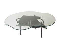 Mid Century Italian Post Modern Memphis Sottsass Style Coffee Table in Black