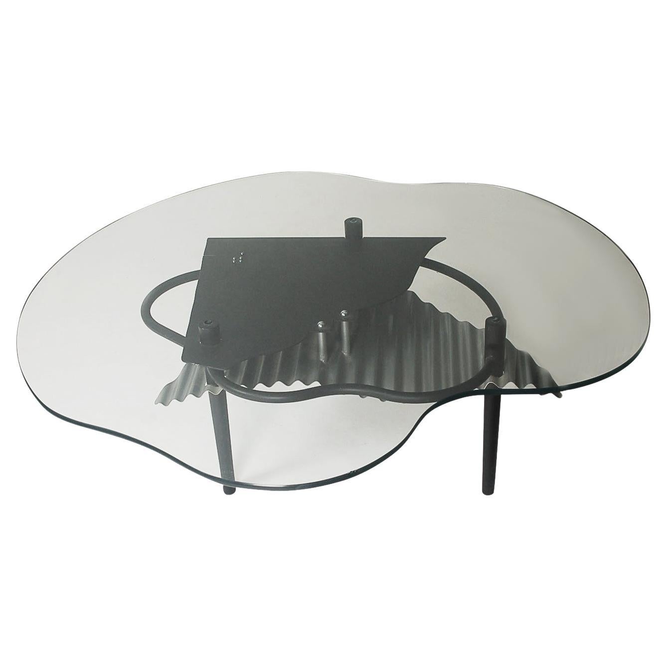 Table basse en noir, style Memphis Sottsass, italienne post-moderne du milieu du siècle dernier 