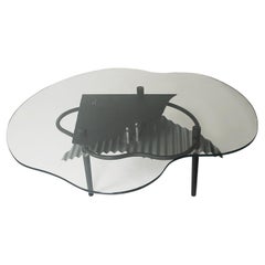 Mid Century Italian Post Modern Memphis Sottsass Style Coffee Table in Black 