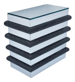 Midcentury Italian Post Modern Mirror Chrome Small Scale Console or Sofa Table