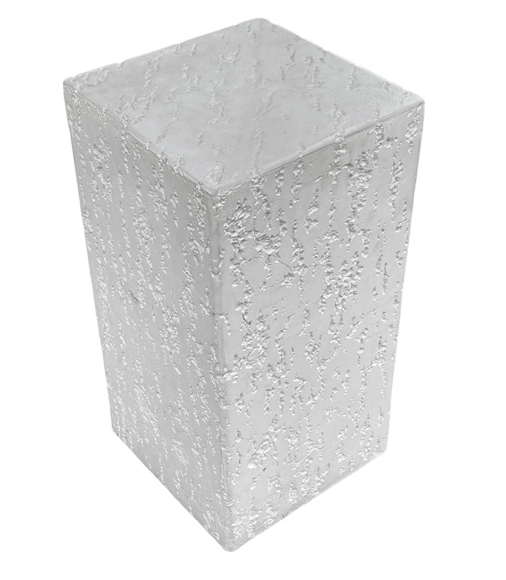Late 20th Century Midcentury Italian Post Modern off White Plaster Cube Pedestal or Side Table For Sale