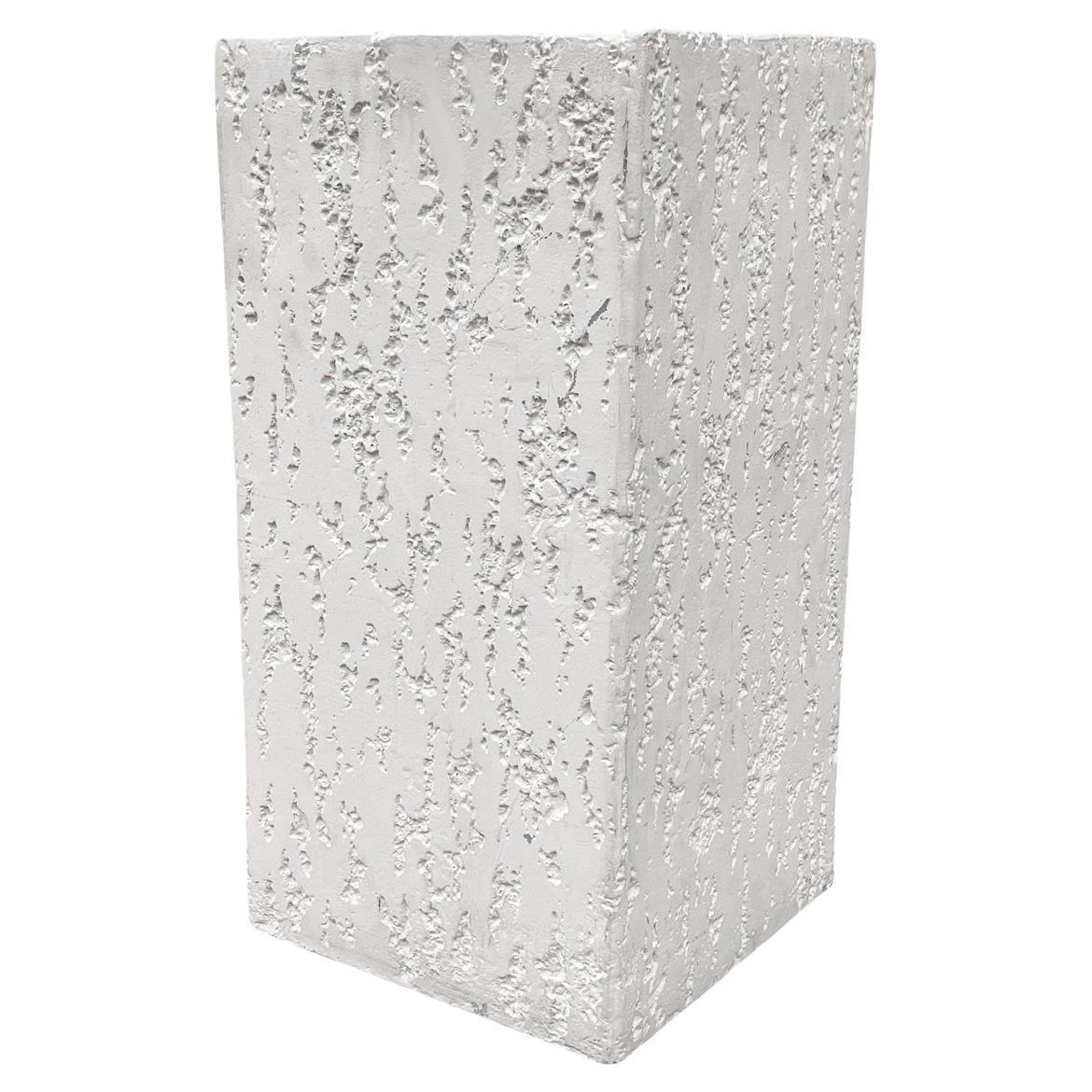 Midcentury Italian Post Modern off White Plaster Cube Pedestal or Side Table For Sale
