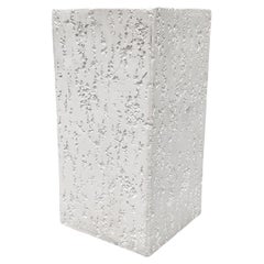 Midcentury Italian Post Modern off White Plaster Cube Pedestal or Side Table
