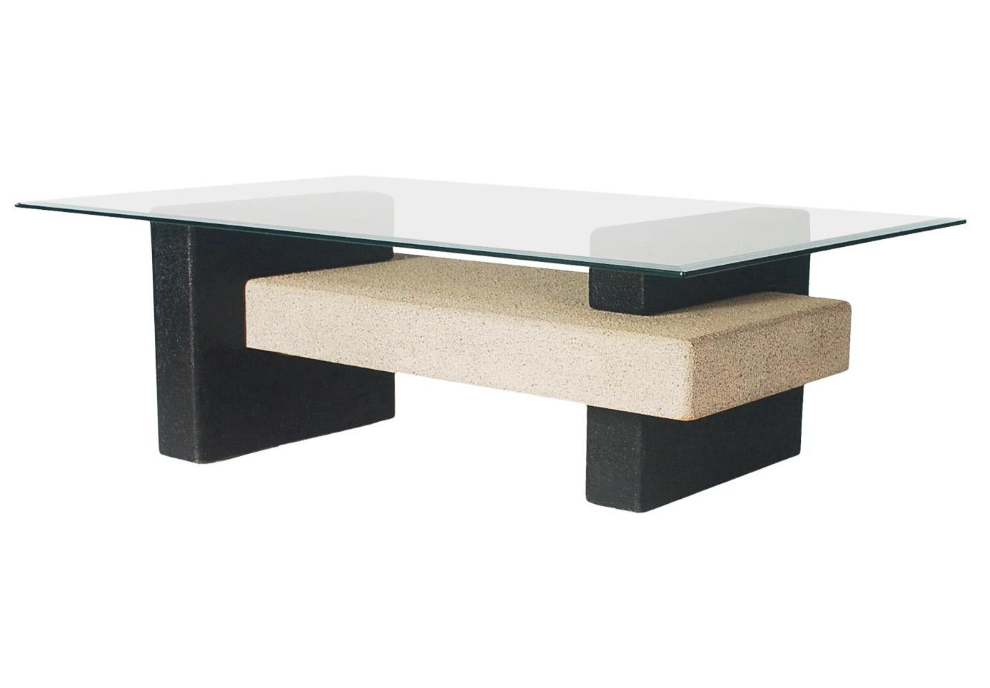 Table basse rectangulaire en verre, noire et grise, de style italien post-moderne du milieu du siècle dernier en vente 4