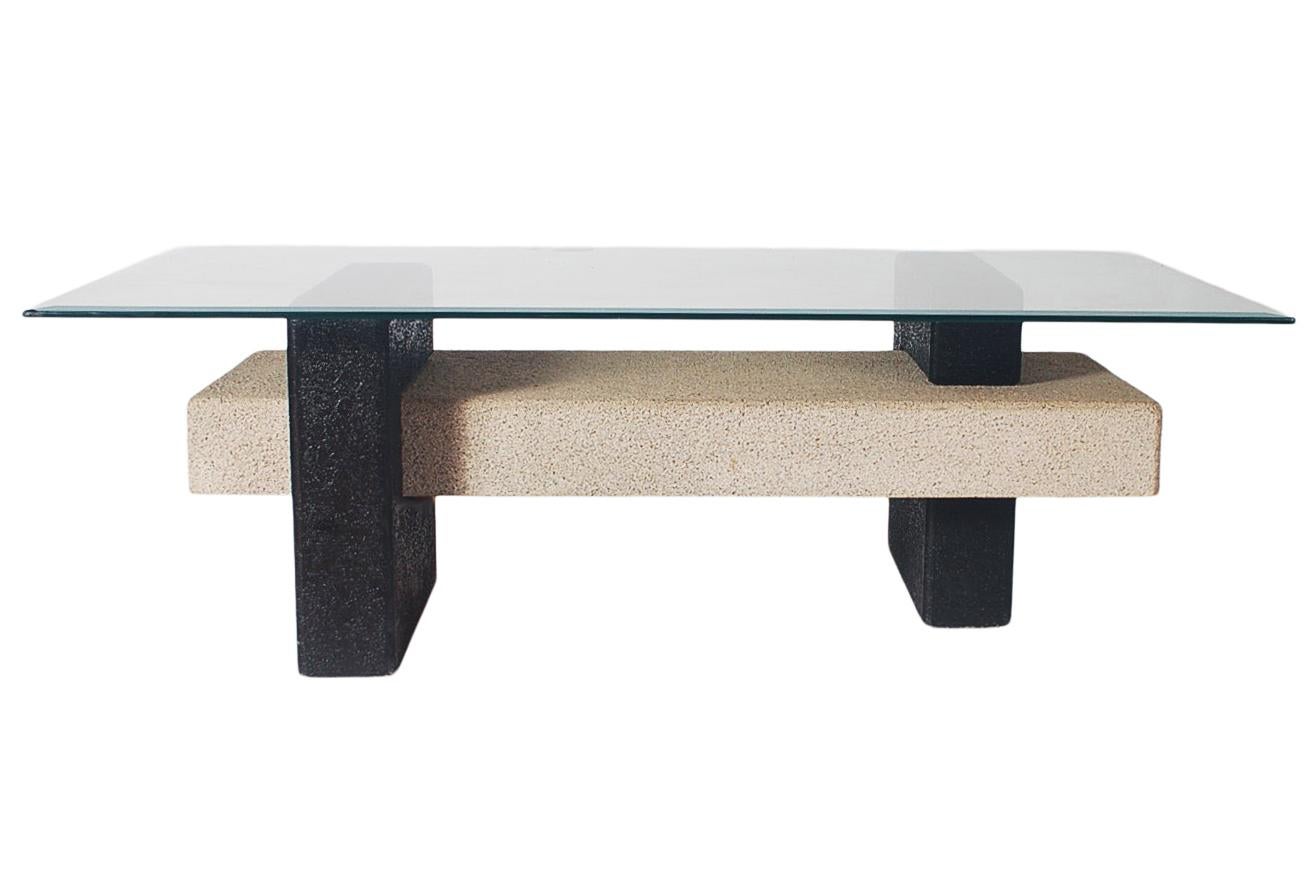 Table basse rectangulaire en verre, noire et grise, de style italien post-moderne du milieu du siècle dernier en vente 3