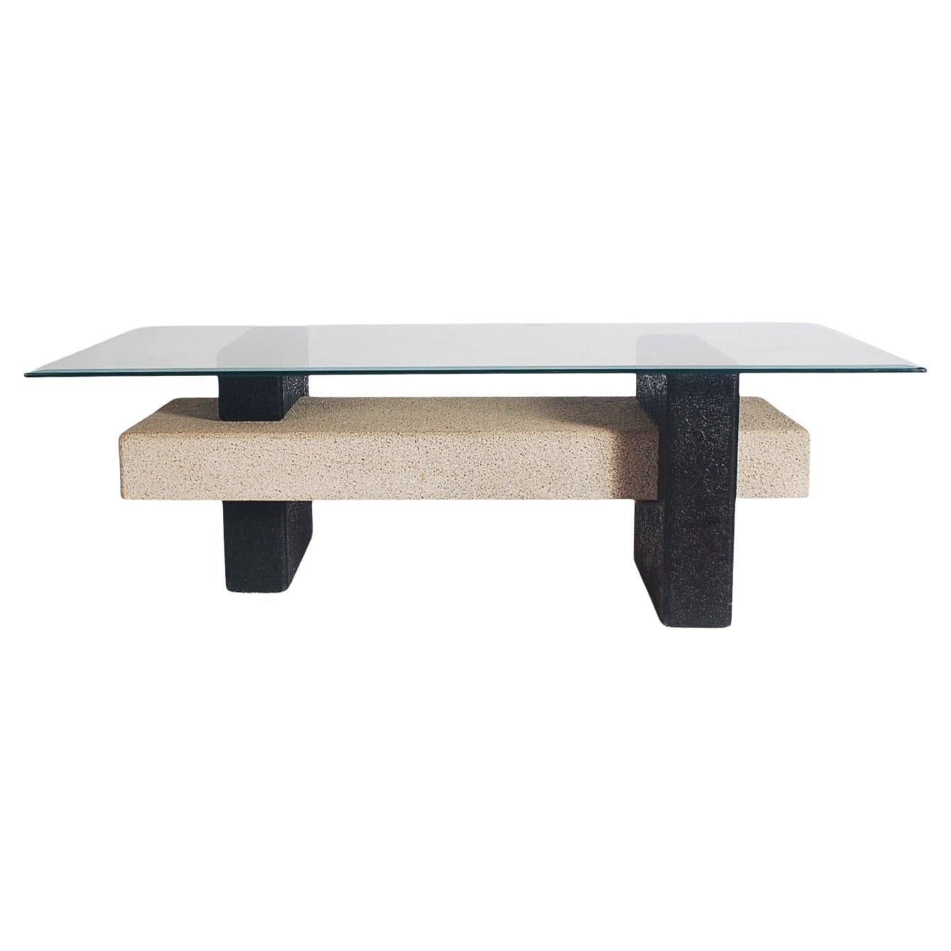Table basse rectangulaire en verre, noire et grise, de style italien post-moderne du milieu du siècle dernier en vente