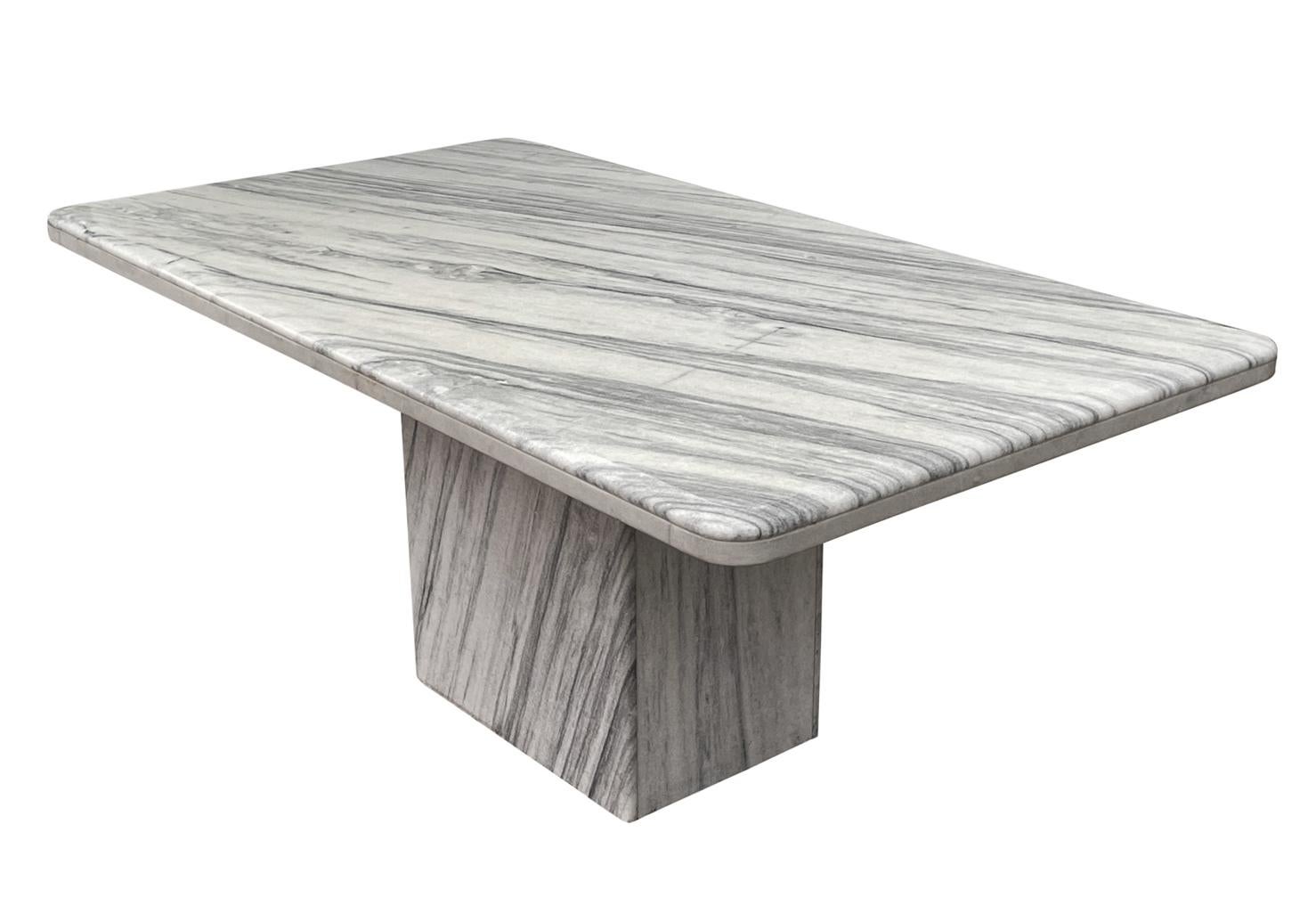 Late 20th Century Mid Century Italian Post Modern Rectangular Marble Dining Table in White & Gray