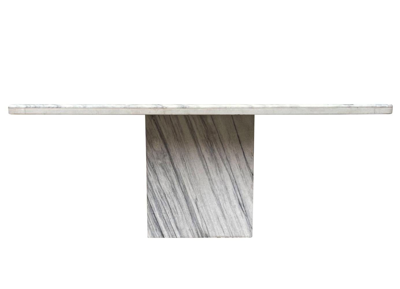 Mid Century Italian Post Modern Rectangular Marble Dining Table in White & Gray 1