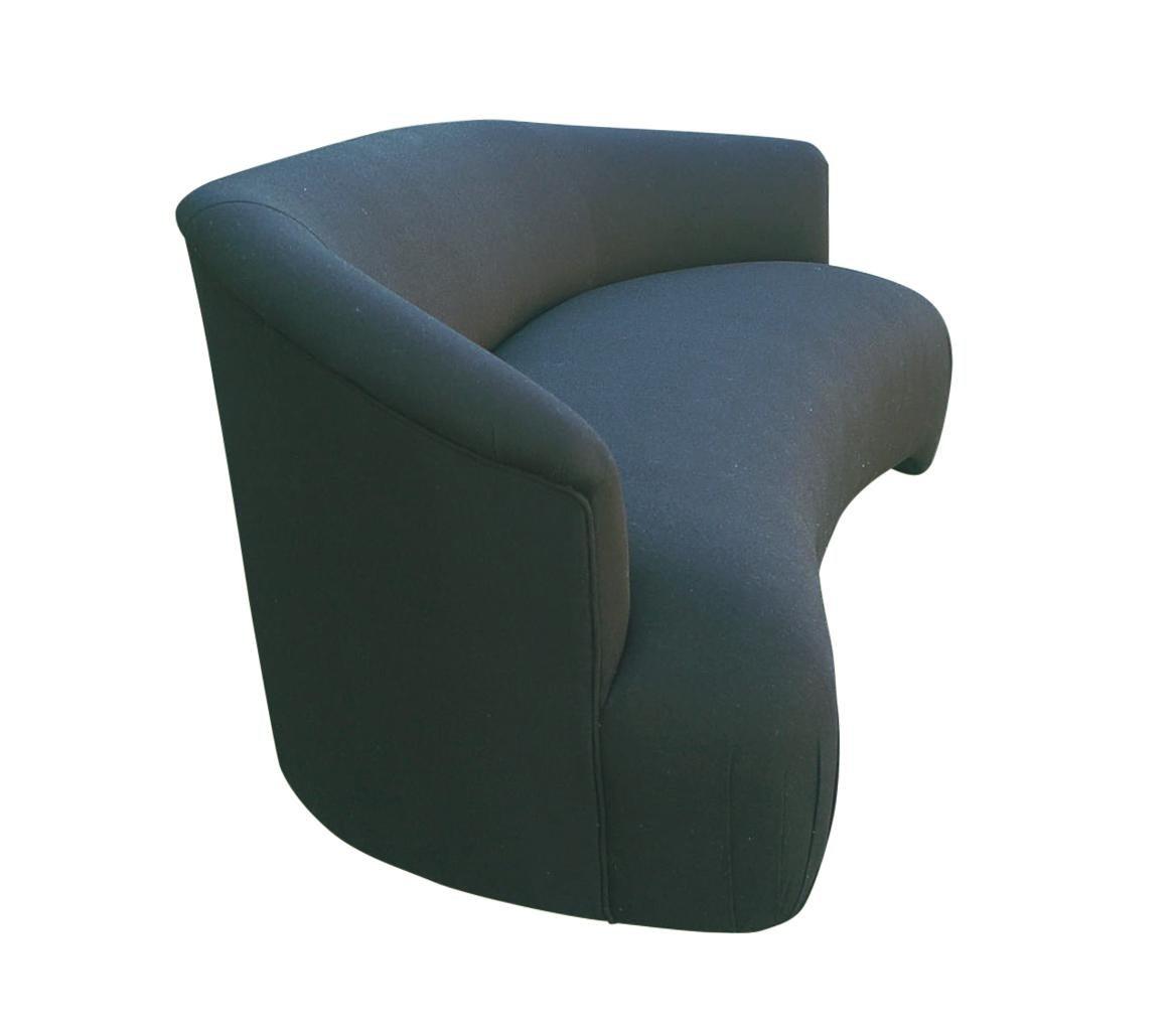 Post-Modern Midcentury Italian Postmodern Sculptural Asymmetrical Sofa in Black Upholstery For Sale