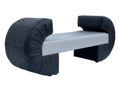 Mid Century Italian Post Modern Sculptural Bench or Settee in Black & Grey