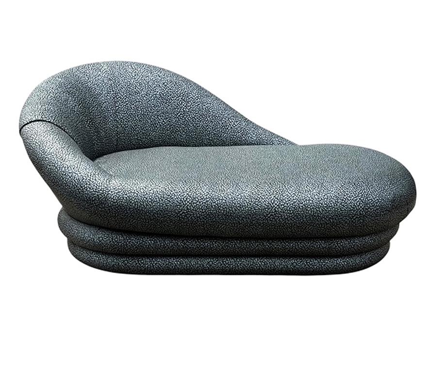Tessuto Chaise Lounge scultorea postmoderna di metà secolo in stile Art Deco in vendita