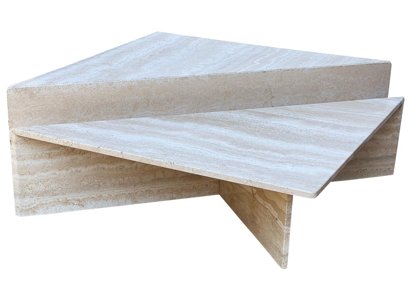 Midcentury Italian Post Modern Travertine Marble 2 Piece Cocktail Table For Sale 5