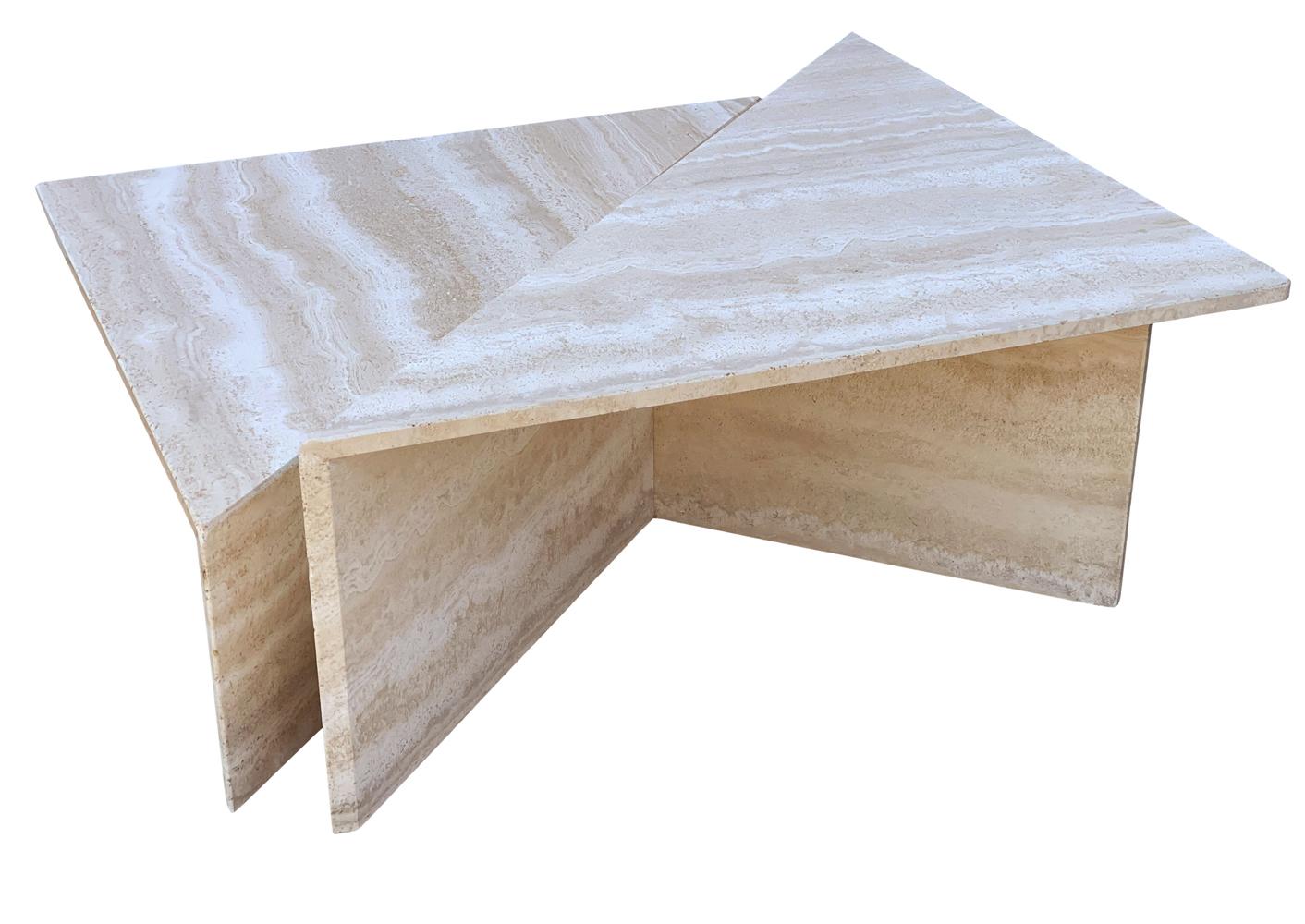 Midcentury Italian Post Modern Travertine Marble 2 Piece Cocktail Table For Sale 6