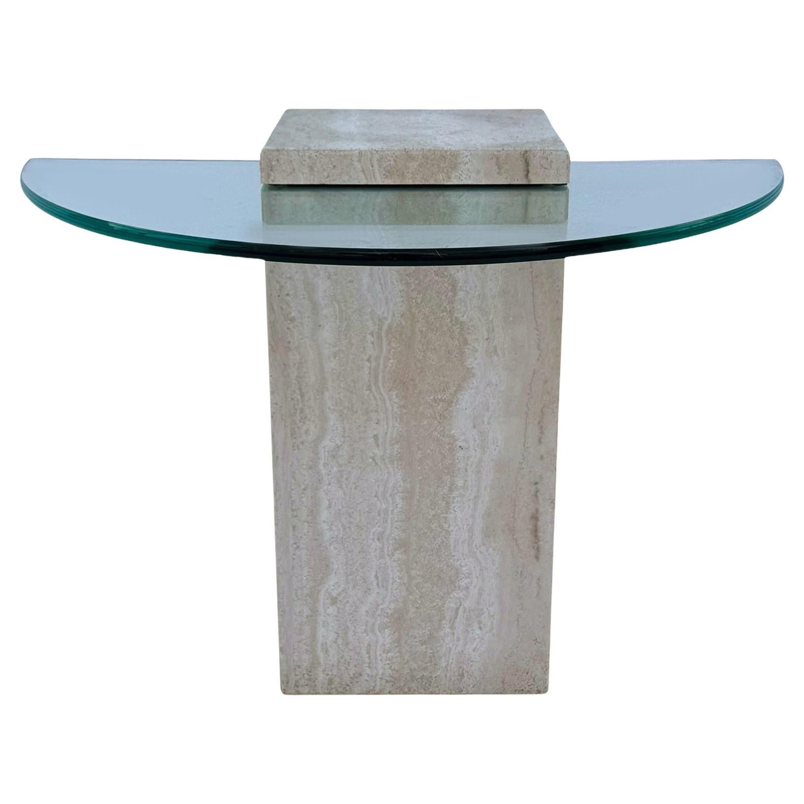 Mid Century Italian Post Modern Travertin Marmor Cube Beistelltisch oder End Table
