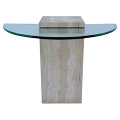 Mid Century Italian Post Modern Travertin Marmor Cube Beistelltisch oder End Table