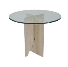Mid Century Italian Post Modern Travertine Marble Dining Table or Center Table