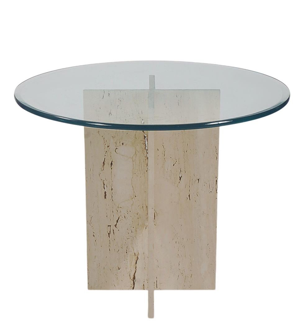 Late 20th Century Mid Century Italian Post Modern Travertine Marble Dining Table or Center Table For Sale