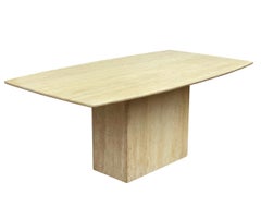 Midcentury Italian Post Modern Travertine Marble Rectangular Dining Table