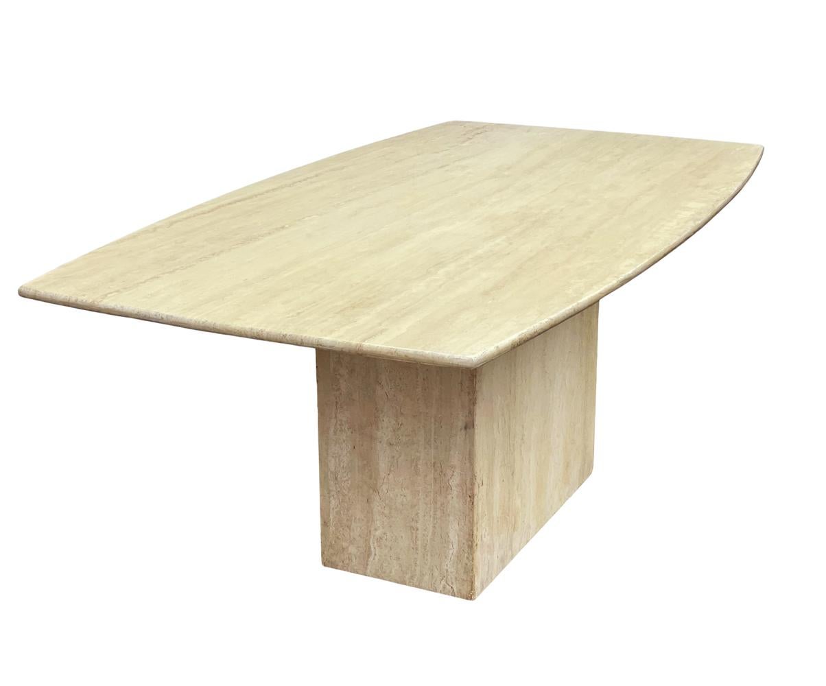 Midcentury Italian Post Modern Travertine Marble Rectangular Dining Table  For Sale 1