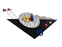Midcentury Italian Postmodern Wall Clock in Mondrian Complementary Colors