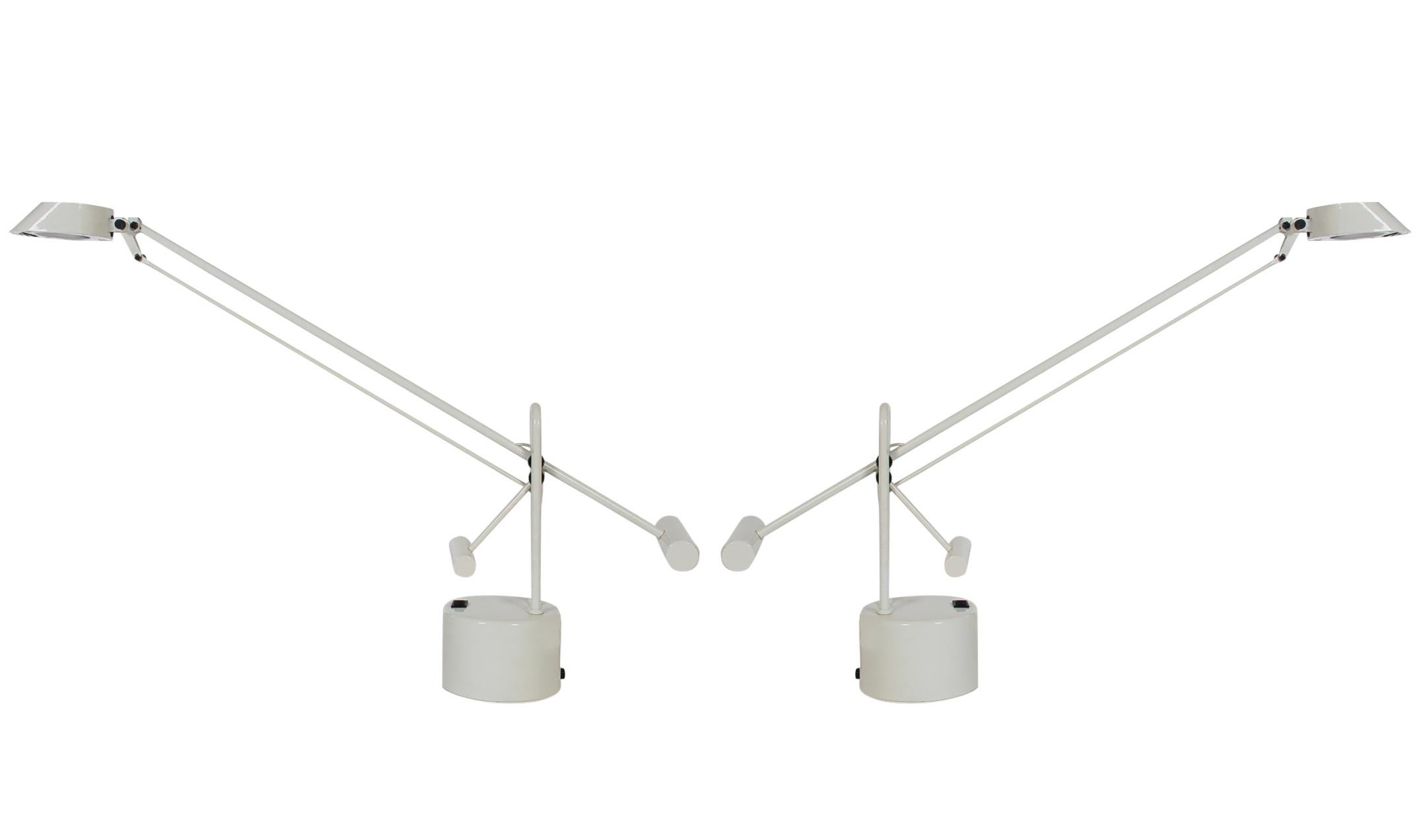 Post-Modern Midcentury Italian Postmodern White Articulating Desk Lamps or Table Lamps