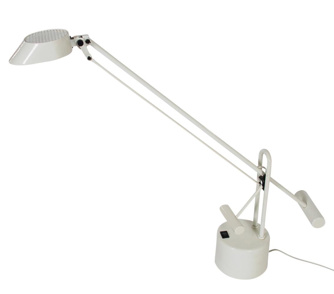 Late 20th Century Midcentury Italian Postmodern White Articulating Desk Lamps or Table Lamps
