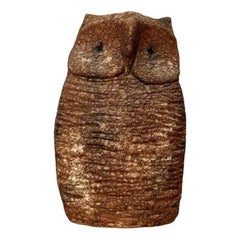 Mid-Century Italian Pottery Owl Sculpture by Aldo Londi for Bitossi, 1960s