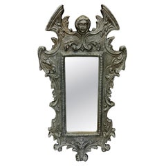Specchio da parete italiano in stile Mid-Century con putti dipinti di blu scuro
