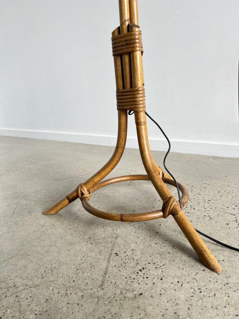 Mid Century Italian Rattan and Bamboo Floor Lamp In Good Condition For Sale In Byron Bay, NSW