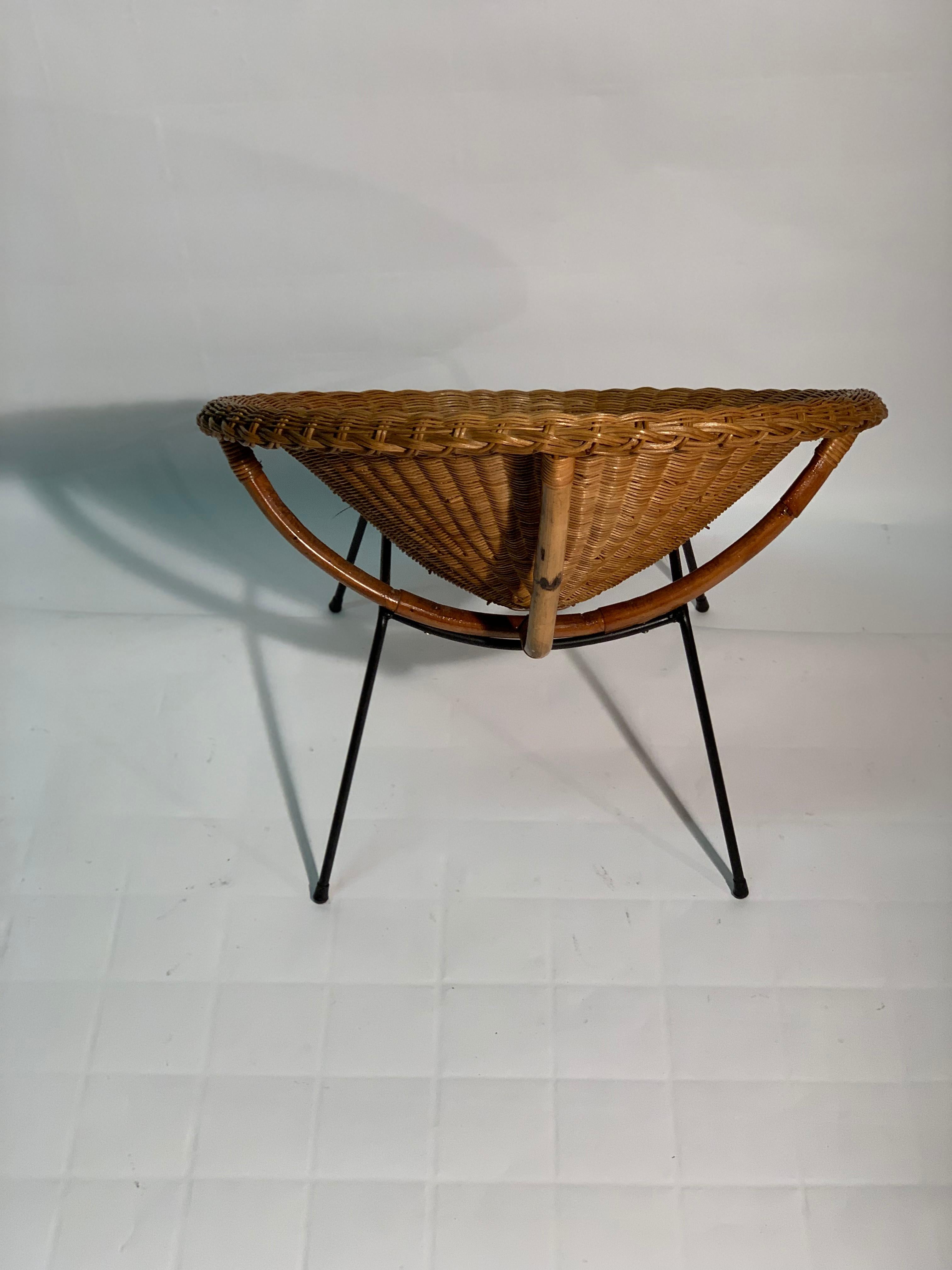 Midcentury Italian Rattan and Bamboo Pair of Armchairs and Table, 1950s 1