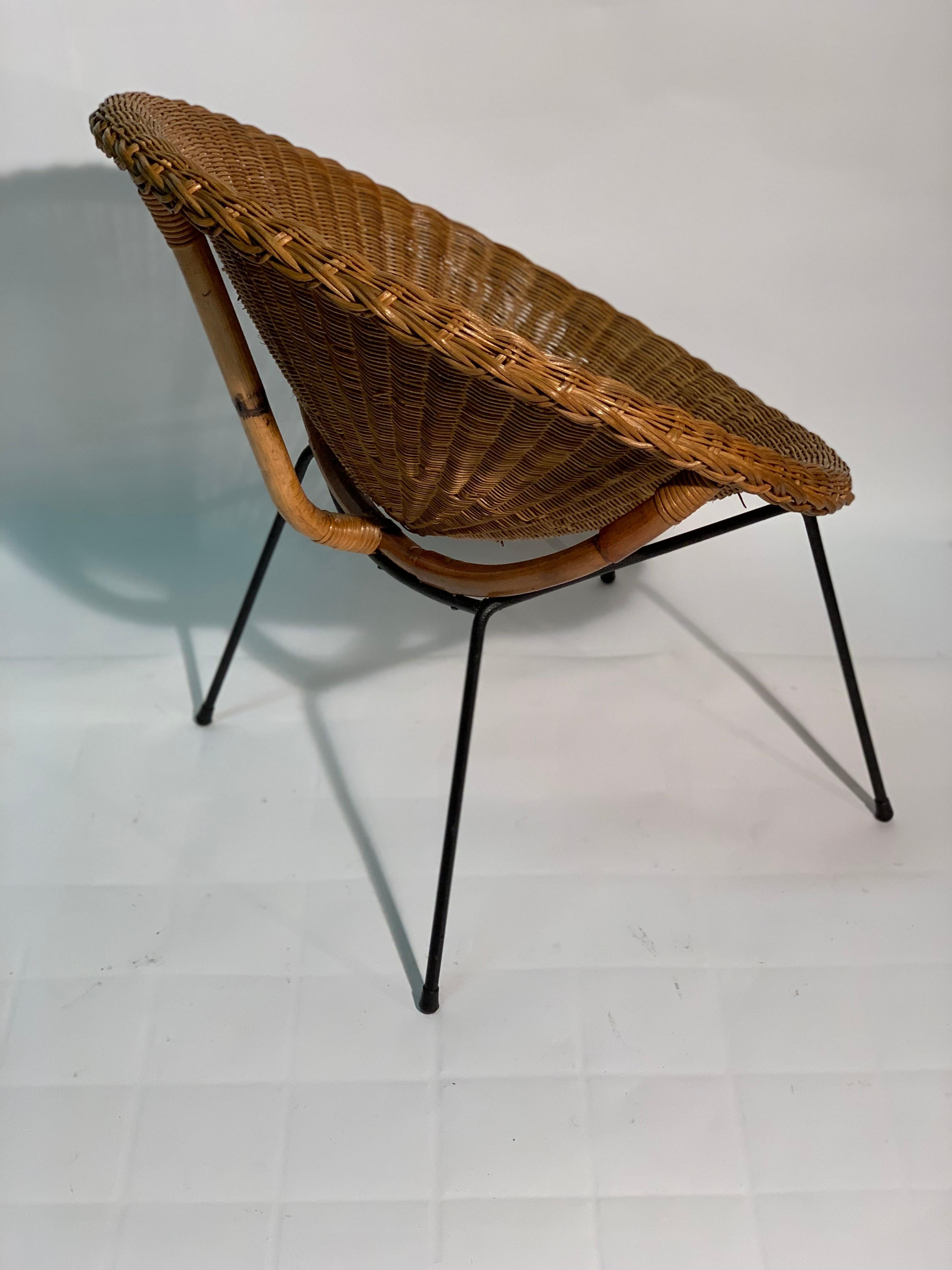 Midcentury Italian Rattan and Bamboo Pair of Armchairs and Table, 1950s 2