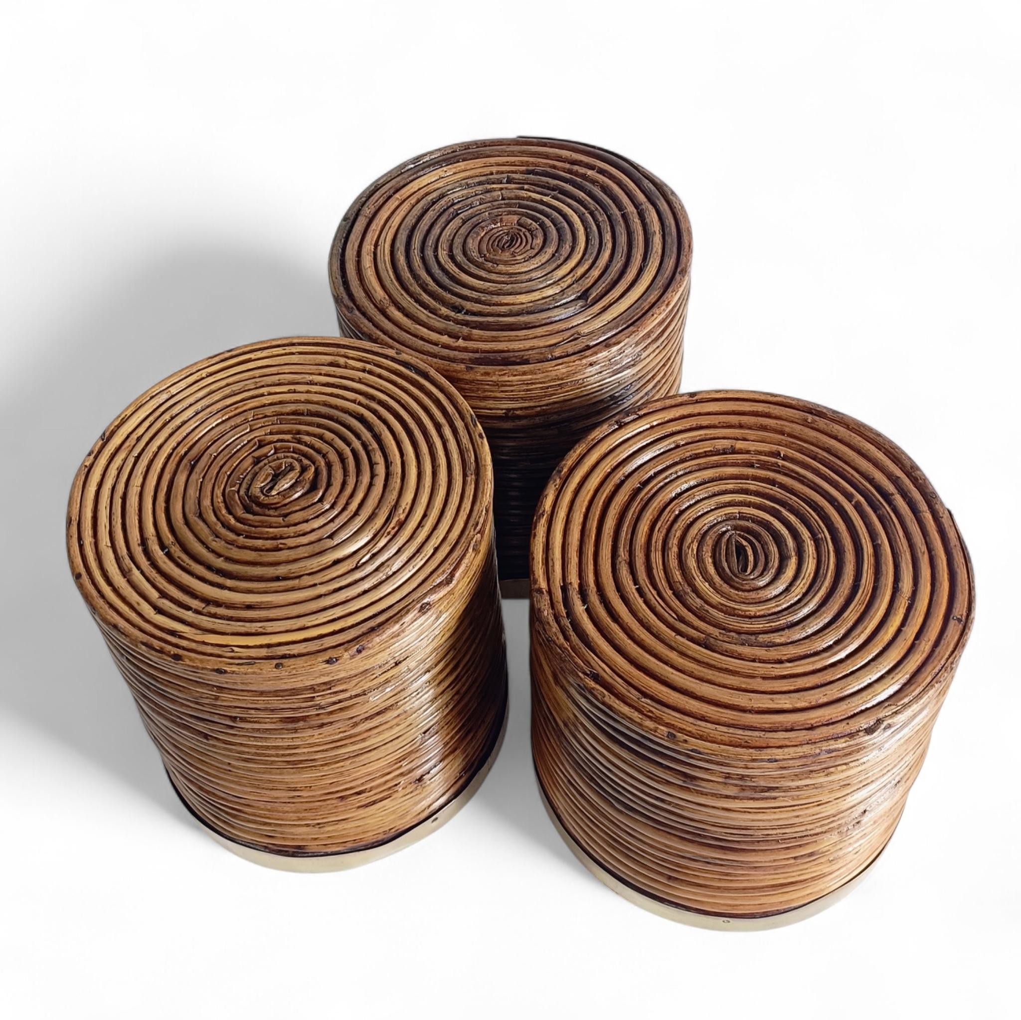 Mid-Century Italian Rattan and Brass Planters, 1960s en vente 9