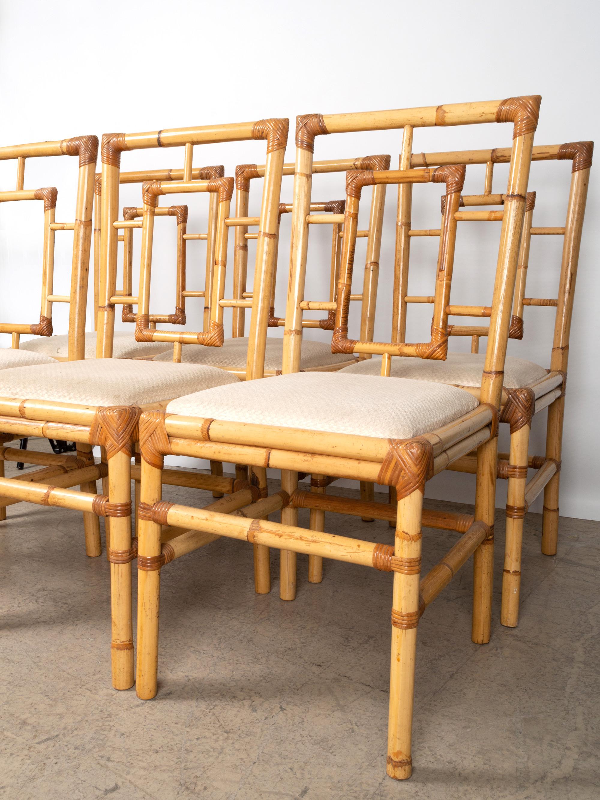 Midcentury Italian Rattan and Bamboo Dining Chairs by Dal Vera, circa ...