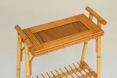 Mid-Century Italian Rattan & Bamboo Side Table Attributed to Vivai Del Sud, 1970