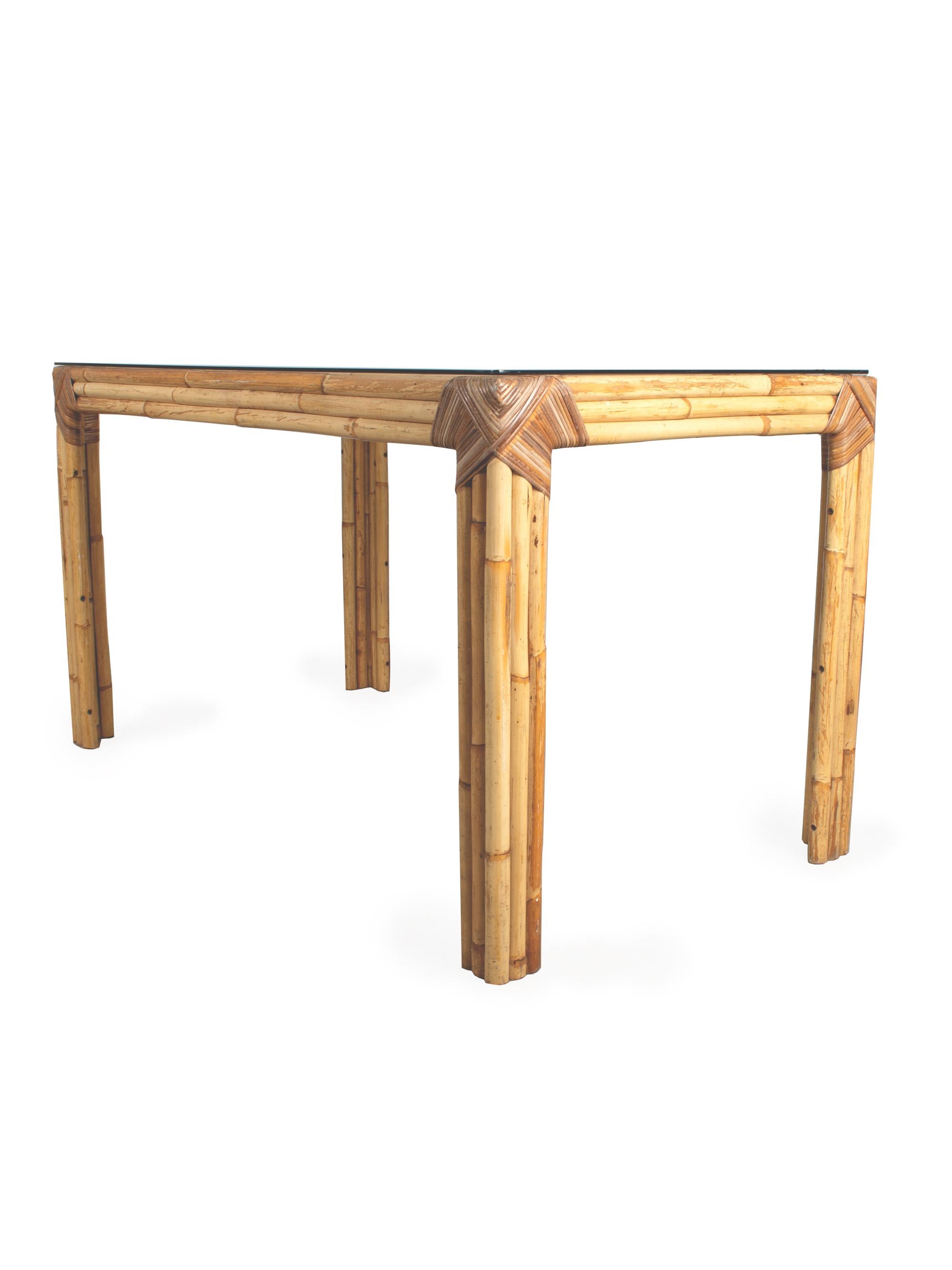 Mid-Century Modern Table italienne du milieu du siècle dernier en rotin et bambou de Dal Vera, vers 1960 en vente