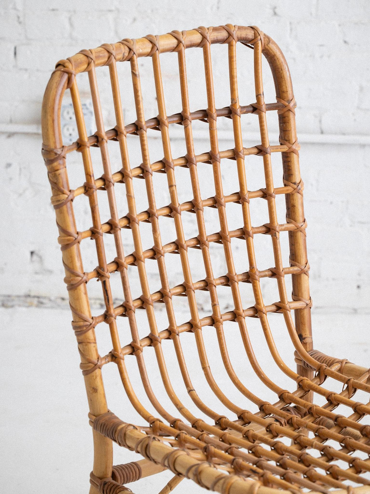 Mid-Century Modern Mid Century Italian Rattan Chair For Sale