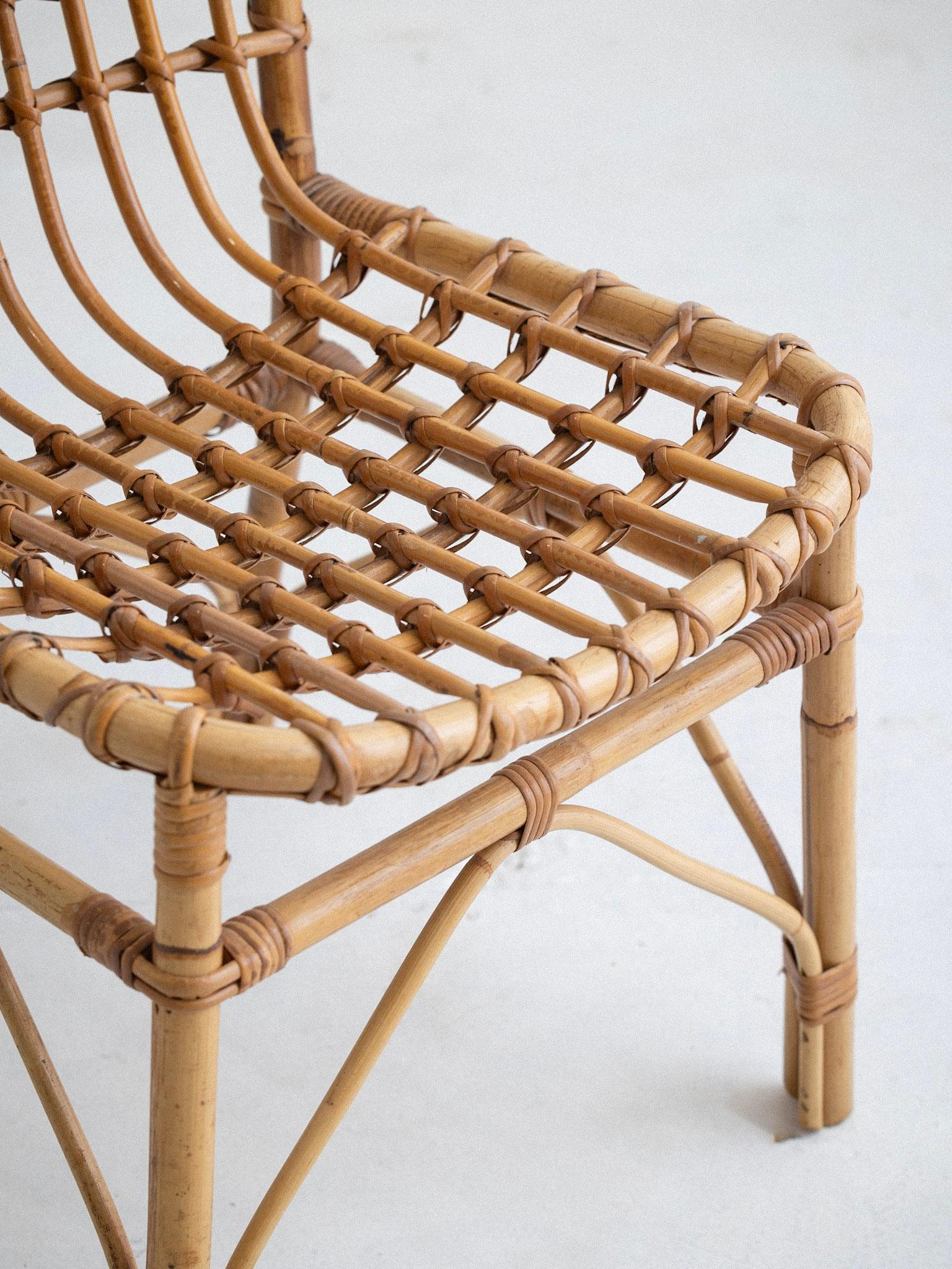 Mid Century Italian Rattan Chair In Good Condition For Sale In Brooklyn, NY