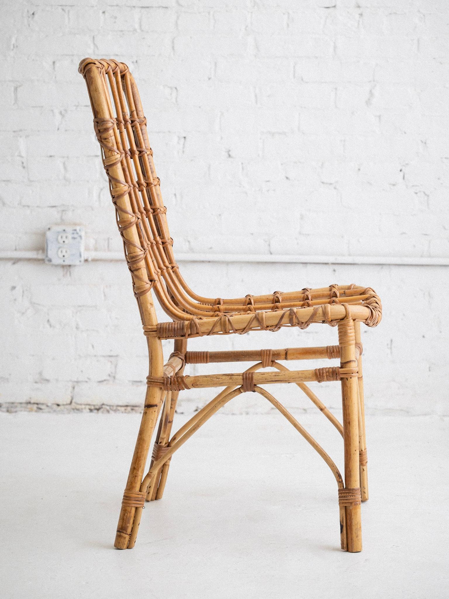 Mid Century Italian Rattan Chair For Sale 1