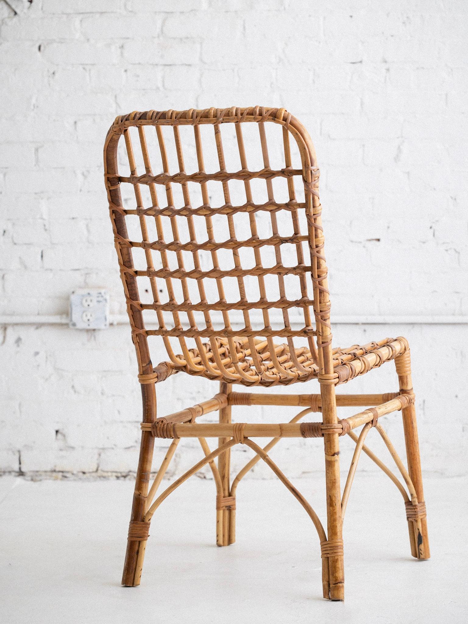Mid Century Italian Rattan Chair For Sale 2