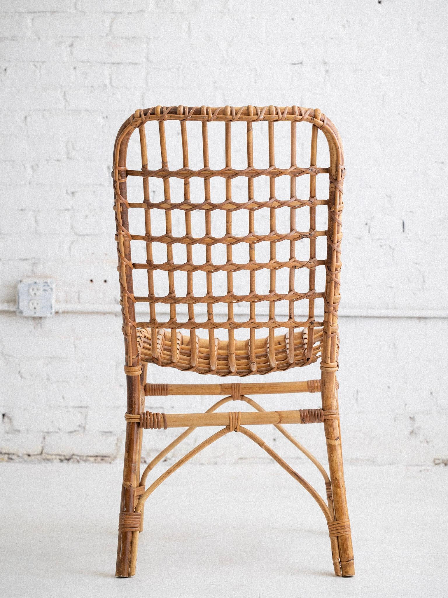 Mid Century Italian Rattan Chair For Sale 3