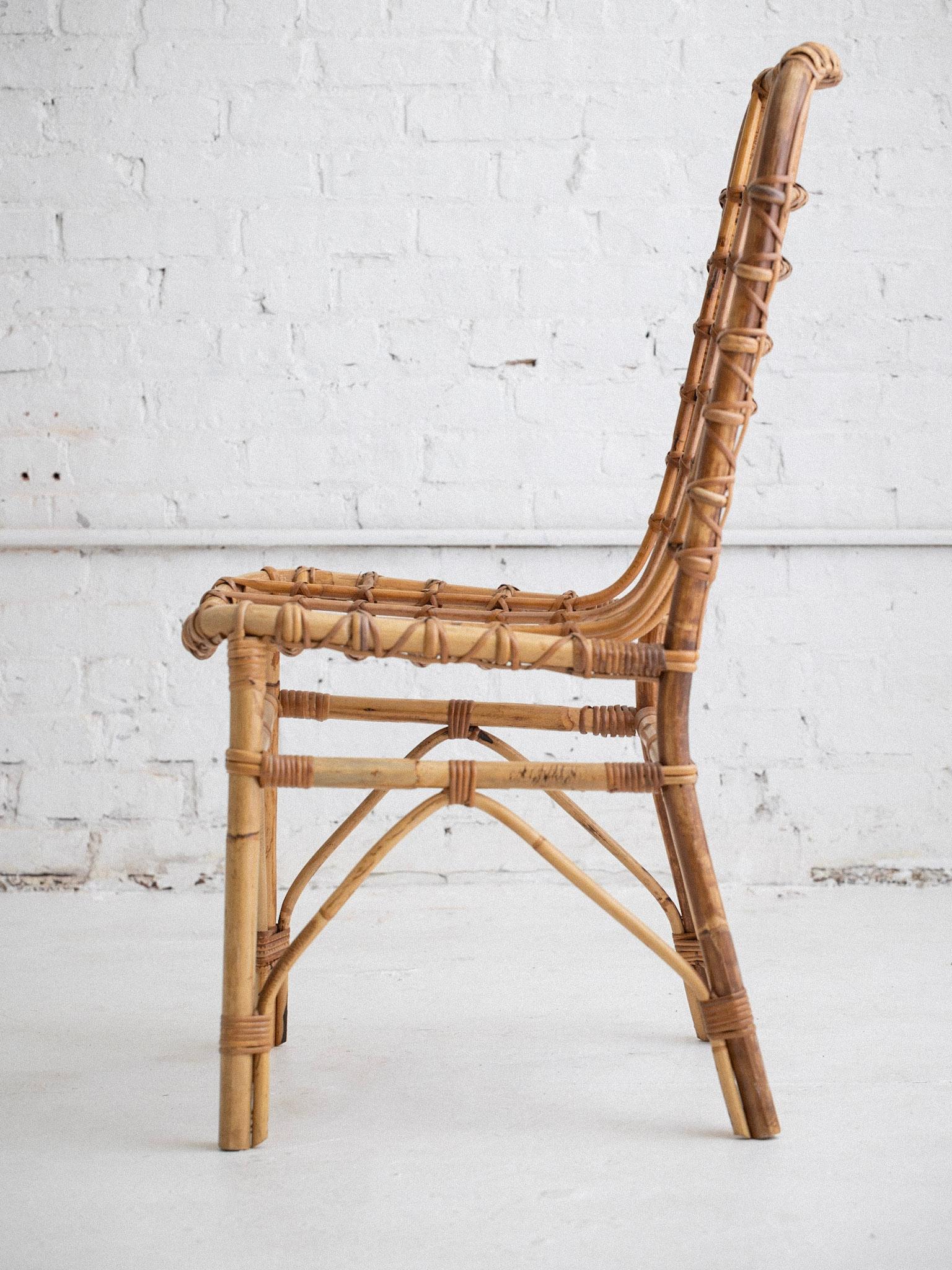 Mid Century Italian Rattan Chair For Sale 4