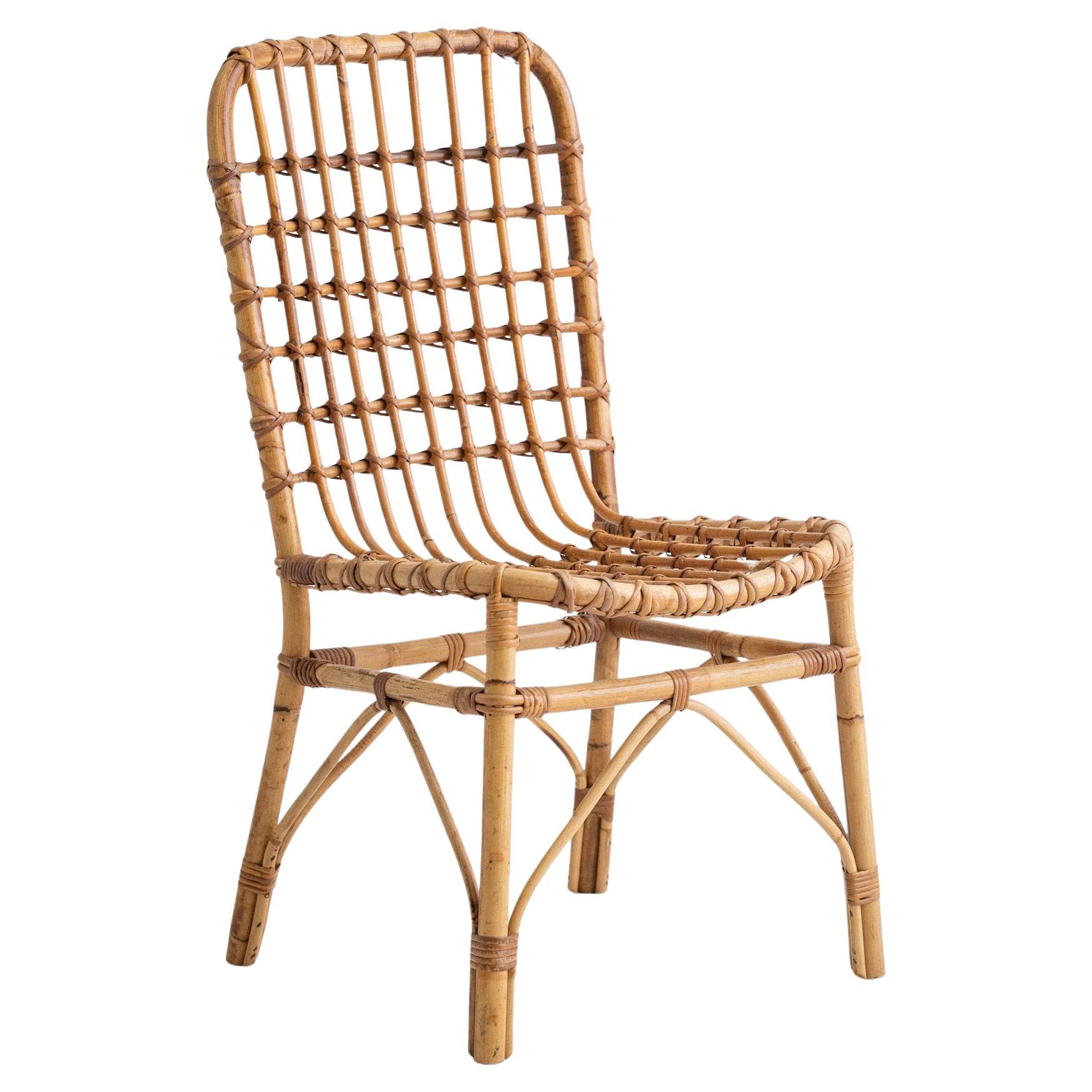 Mid Century Italian Rattan Chair For Sale