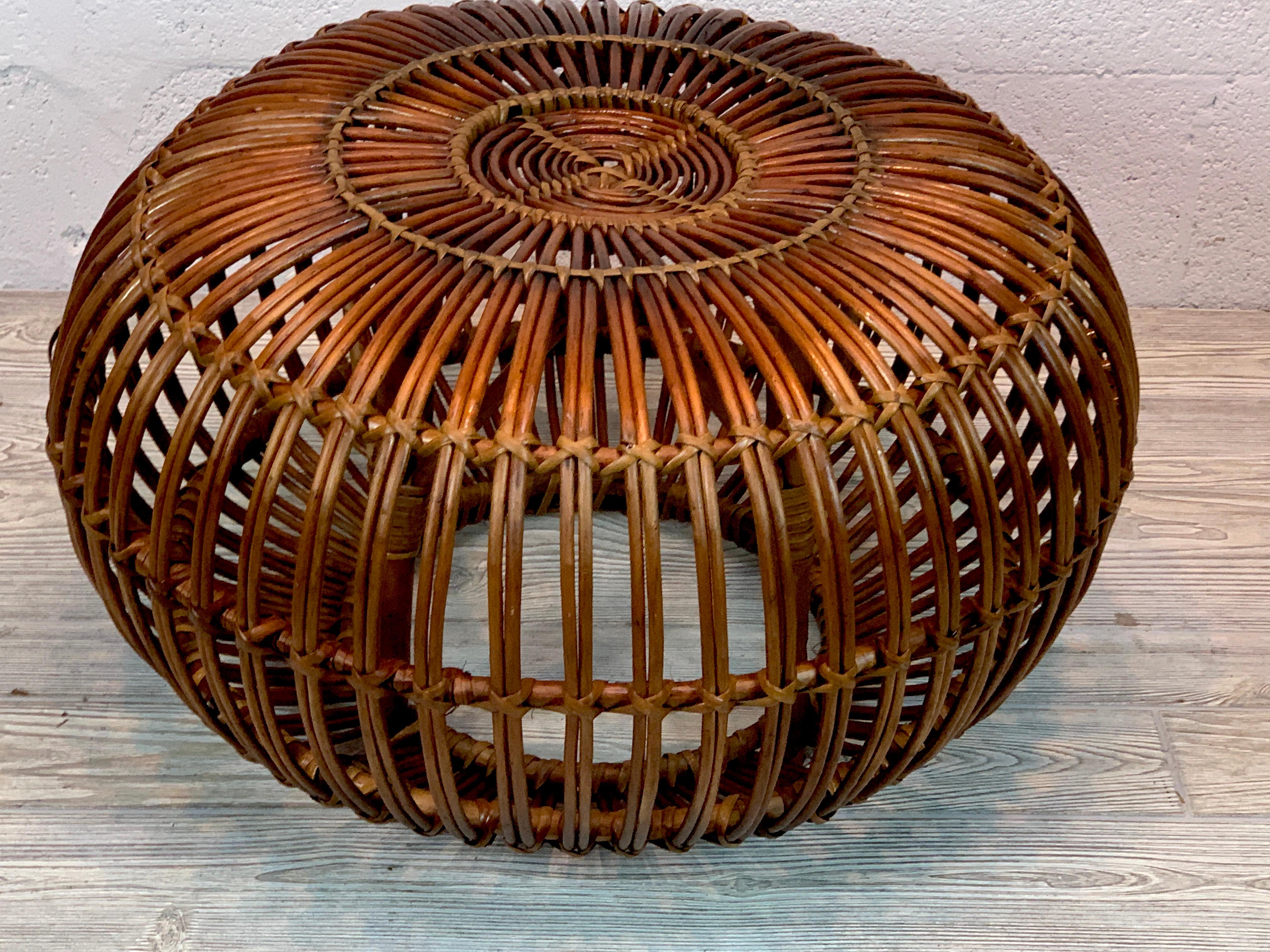 20th Century Midcentury Italian Rattan Ottoman Designed by Franco Albini