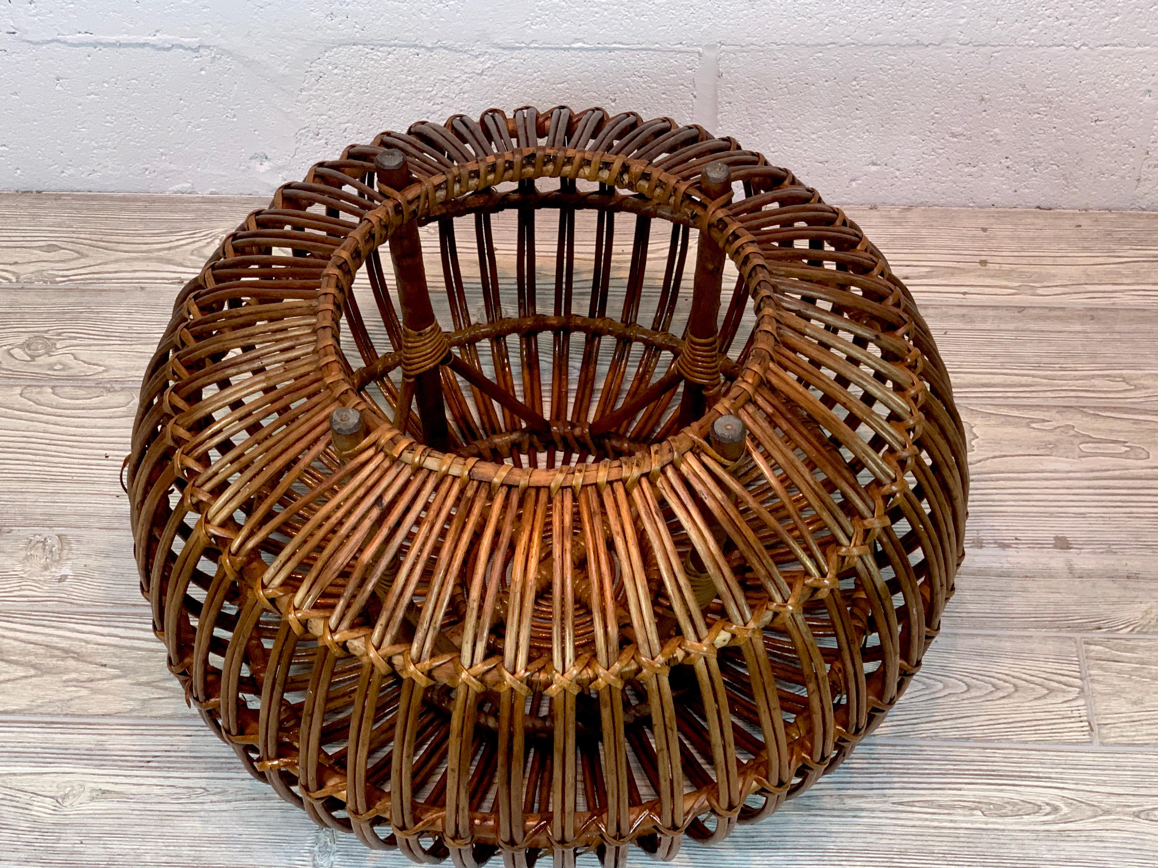 Midcentury Italian Rattan Ottoman Designed by Franco Albini 2