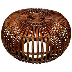 Midcentury Italian Rattan Ottoman Designed by Franco Albini