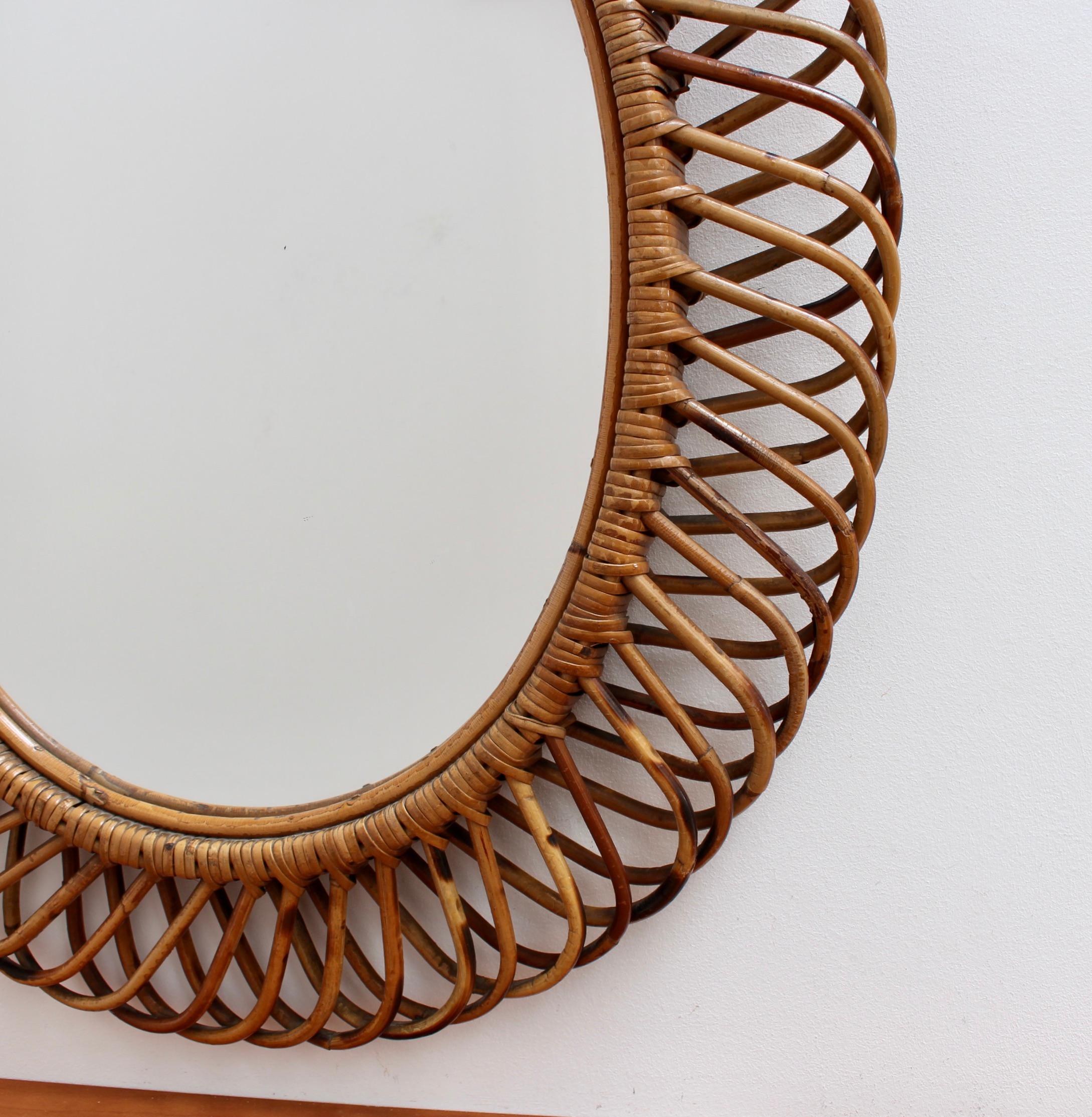 Mid-Century Italian Rattan Wall Mirror, circa 1960s 5