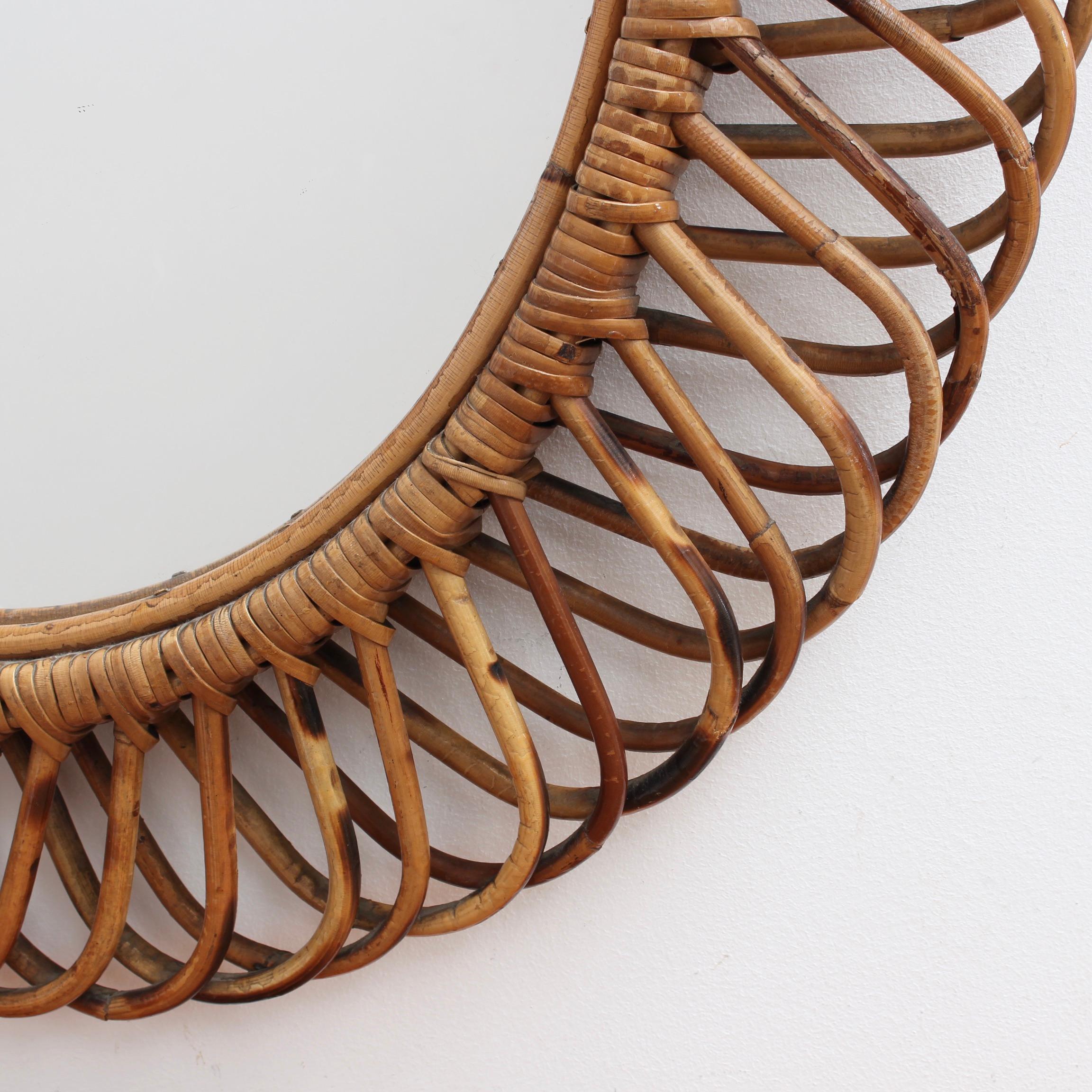 Mid-Century Italian Rattan Wall Mirror, circa 1960s 6