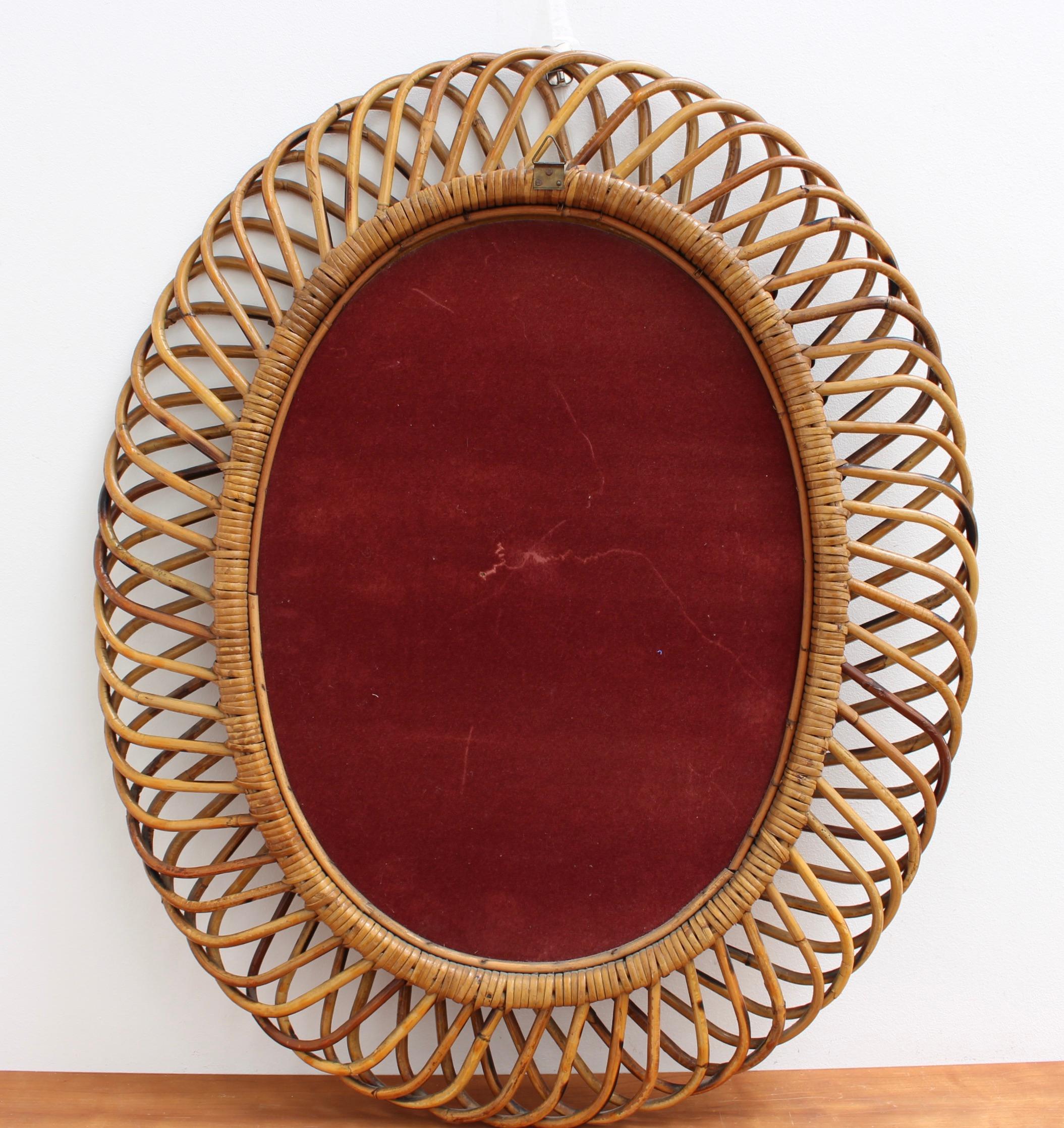 Mid-Century Italian Rattan Wall Mirror, circa 1960s 8